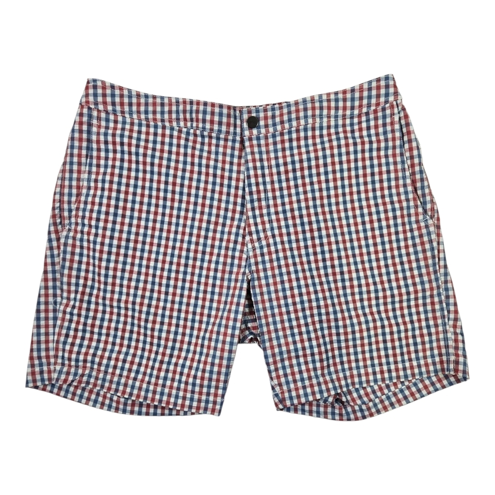 Men's Onia Checkered Swim Shorts - Red, Blue, White Sz XL